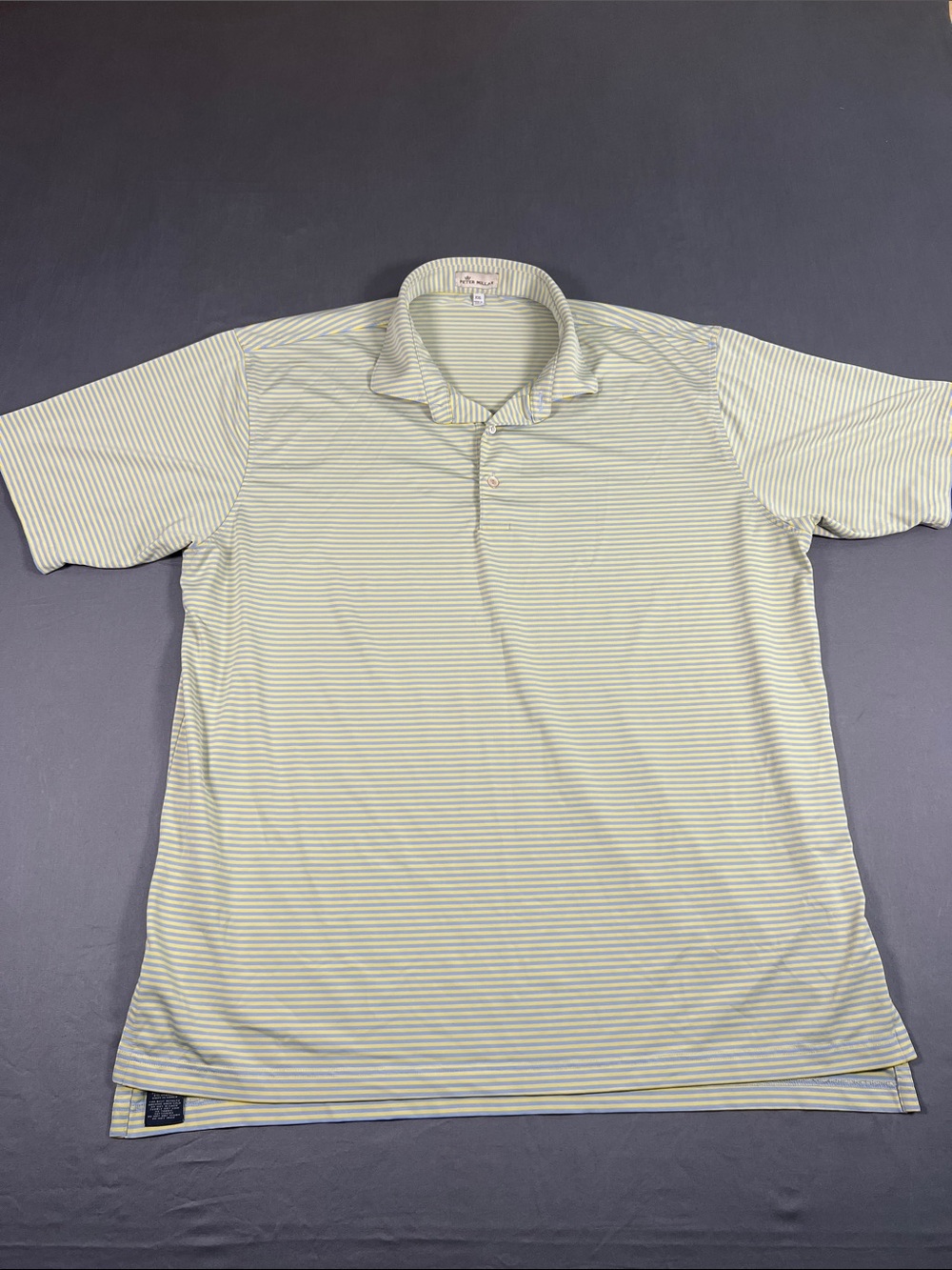 Peter Millar Pale Yellow & White Striped Men's Polo